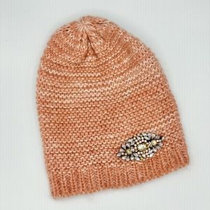 MixIt | Rhinestone Fixed Brooch Bedazzled Bejeweled Cap Marled Knit Hat Beanie